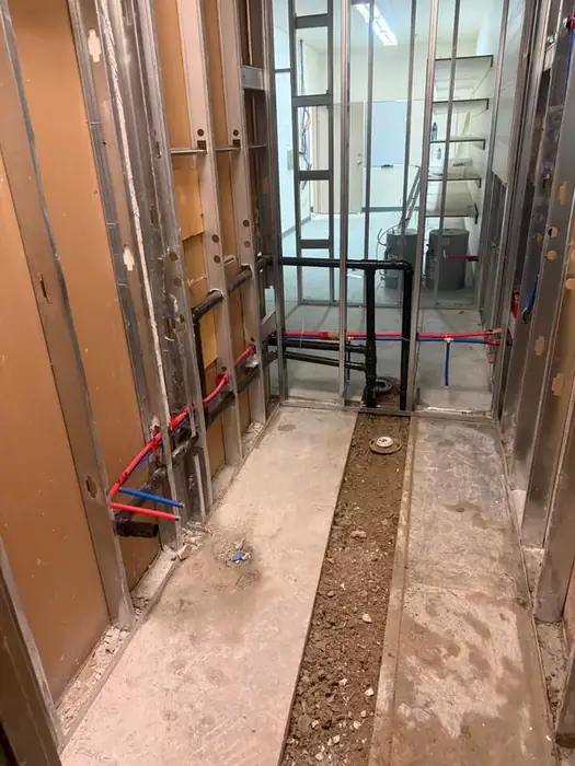 Under slab drainage roughed in before the floor goes back.